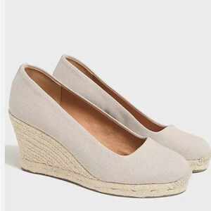 J. Crew Women’s Canvas Espadrille Wedges, Color Flax (Beige), Sz 8New With Box